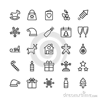 Christmas, Halloween, Party and Celebration Line Vector Icons 3 Stock Photo